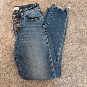 Kancan Signature Women's Skinny Jean Distressed‎ Hem Medium Wash Size 25